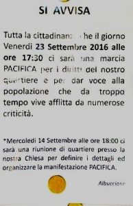 L'avviso della manifestazione del 23 settembre